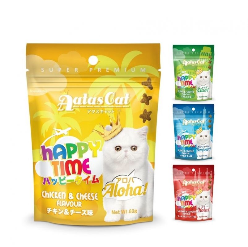 Snack Aatas Cat Happy Time bánh thưởng cho mèo nhiều vị gói 60g