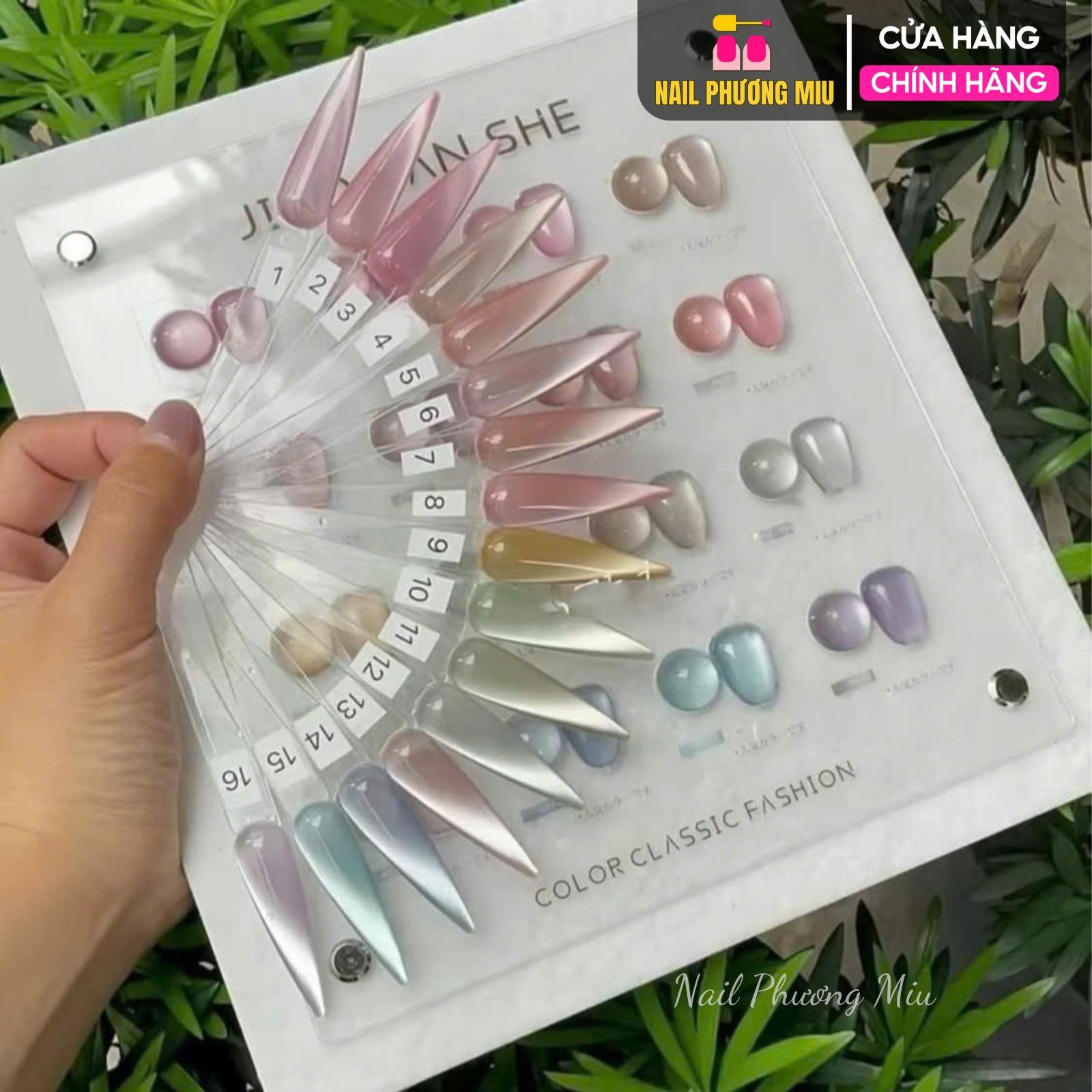 Set Sơn Mắt Mèo Ánh Trăng 16 Màu JiaoYanShe Tặng Kèm Bảng Màu, Sơn Mắt Mèo Jiao Hàn Quốc Đặc Mướt, Cọ Đẹp, Chai 15ml Nữ Women