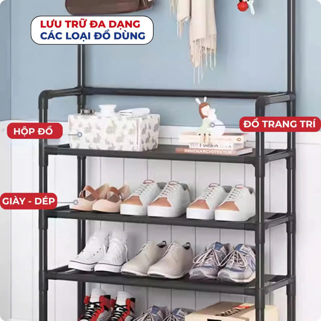 Giá Treo Quần Áo Túi Xách - Kệ Để Đồ Dày Dép Phong Cách Hàn Màu Tự Nhiên