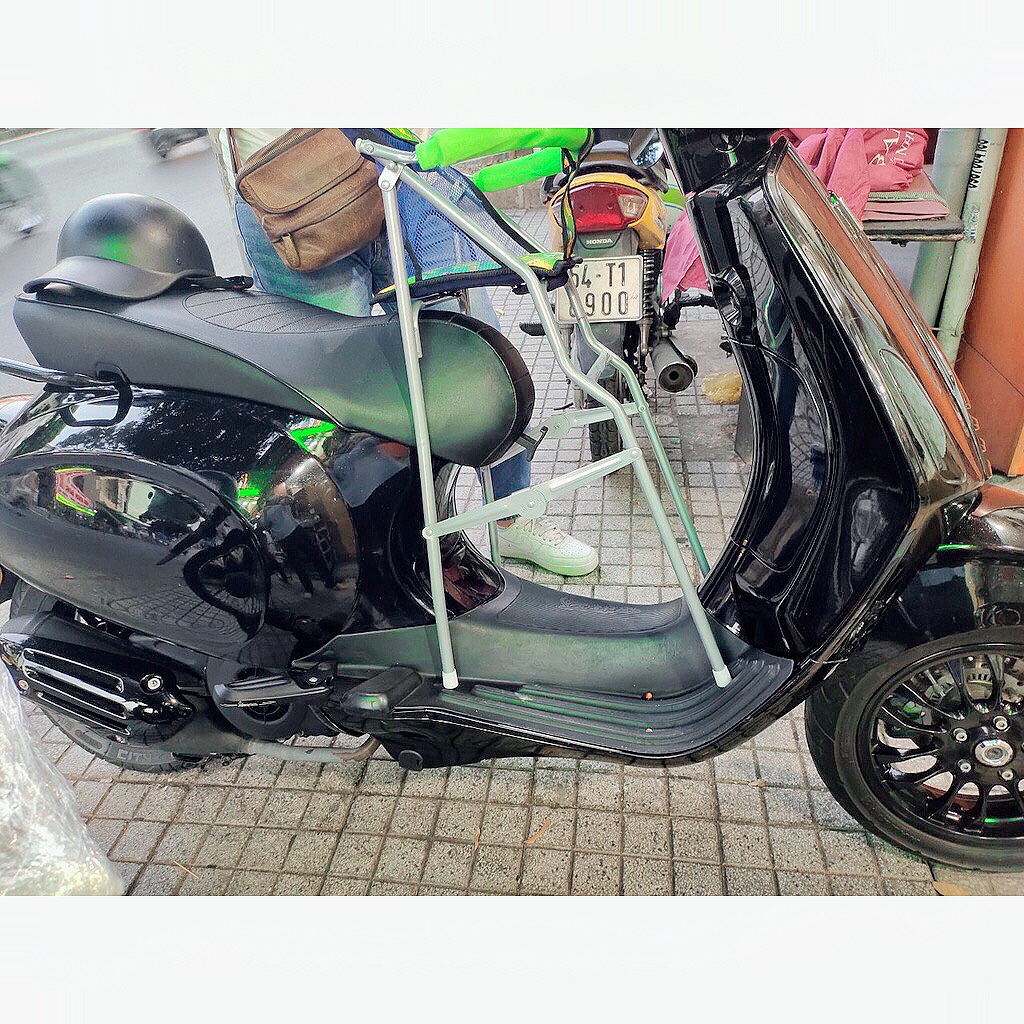 Ghế ngồi xe tay ga cho bé , GHẾ GA XẾP SẮT SƠN TĨNH ĐIỆN CÓ DÂY ĐAI