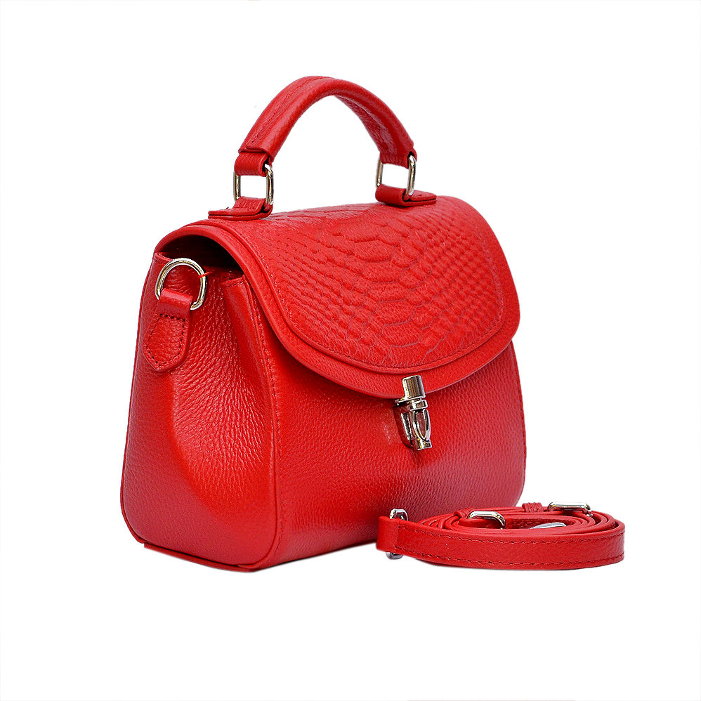 Túi  xách đeo chéo nữ Da bò thật cao cấp ELMI màu Đỏ EF30
