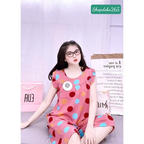 Đồ bộ nữ,đồ ngủ mặc nhà lửng vải lụa mango BL 29 họa tiết chấm bi size đại 58-65kg.