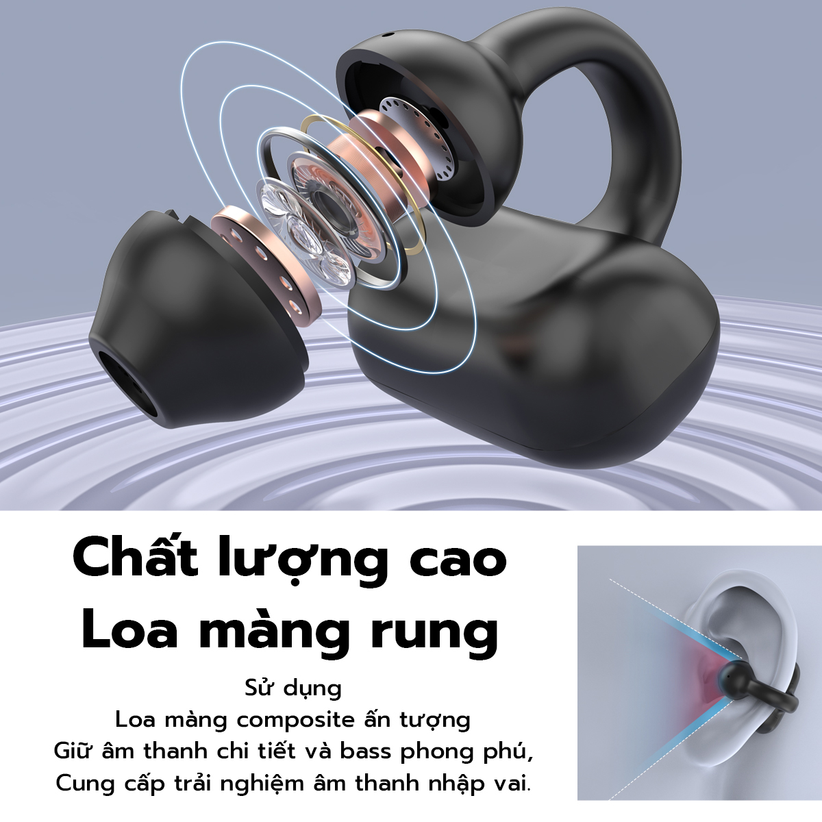 [HÀNG CHÍNH HÃNG GOOJODOQ] J191 -Tai nghe Bluetooth kẹp dẫn khí GOOJODOQ TWS 5.3 kẹp một tai không dây hỗ trợ kết nối lẫn nhau cho android iphone