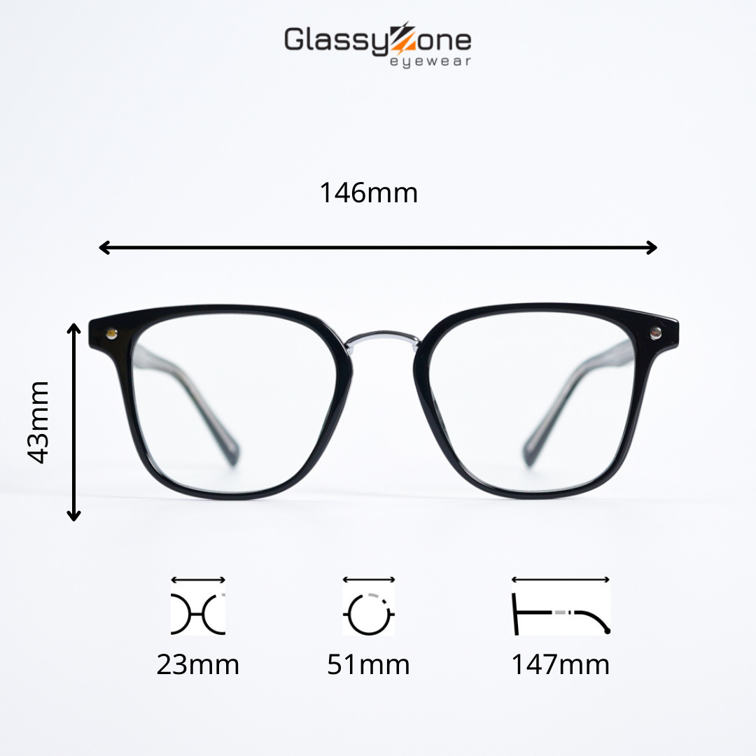 Gọng kính cận, Mắt kính giả cận nhựa dẻo Form vuông Nam Nữ Dante - GlassyZone