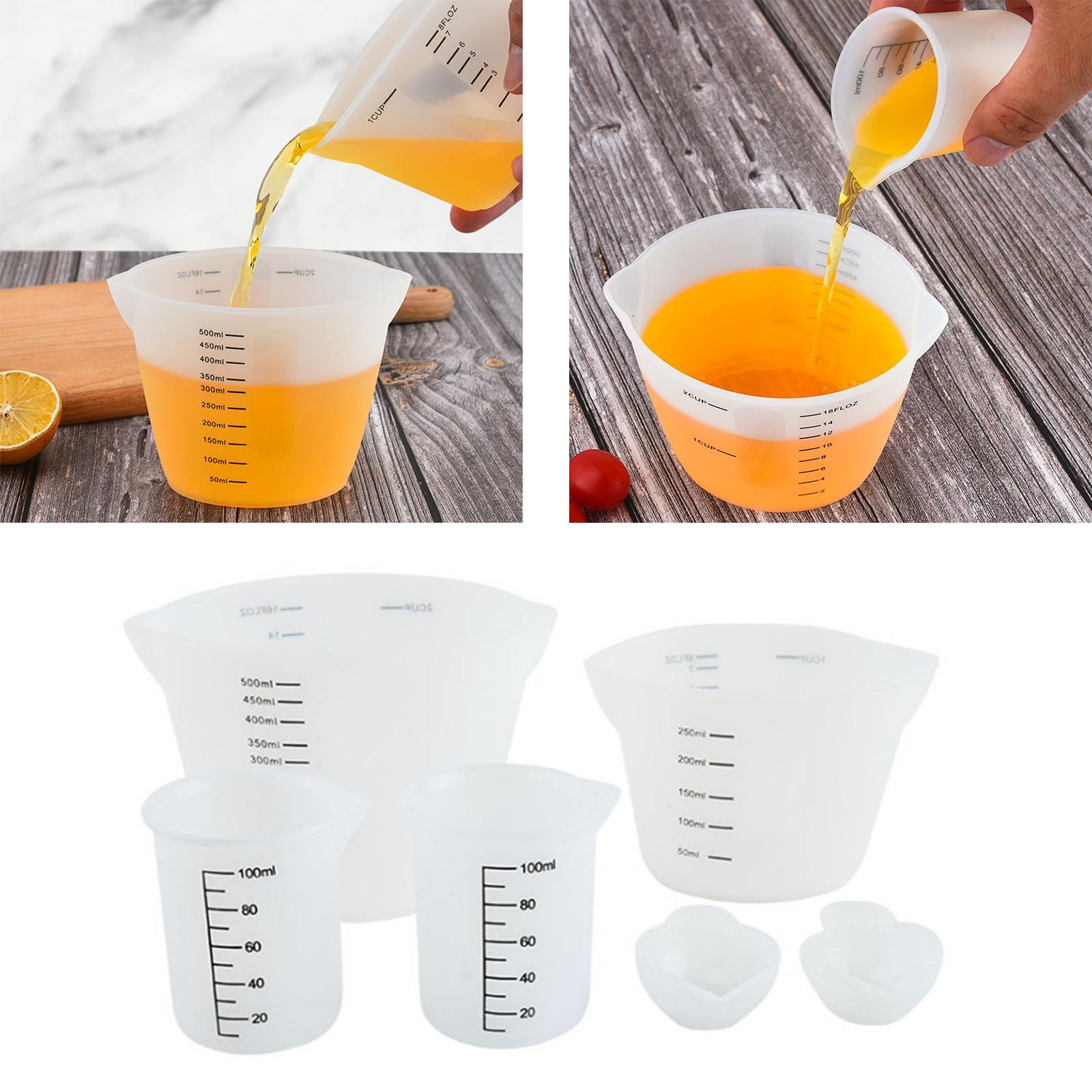 6x Silicone Measuring Cups Set for Epoxy Resin Silicone Mixing Cups for Resin Reusable Precise Scale for Epoxy Resin, Casting Molds, Jewelry Making