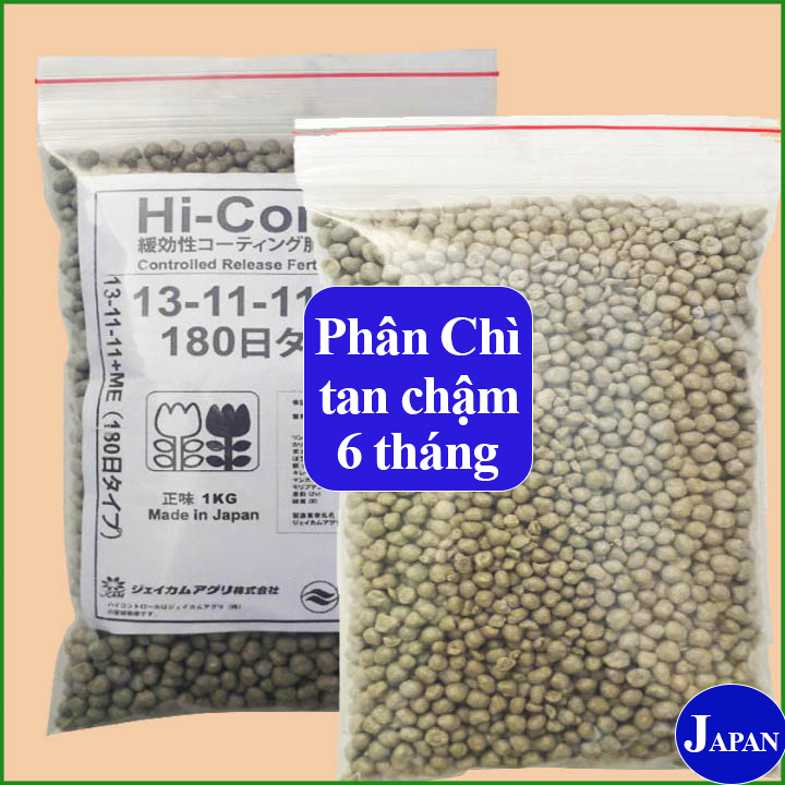 Phân Tan Chậm Hỗn Hợp Nhật (Hủ 1kg) tự hòa tan trong 6 tháng 14-11-11+ME giúp cây trồng, rau sạch đủ dinh dưỡng và tiết kiệm chăm sóc