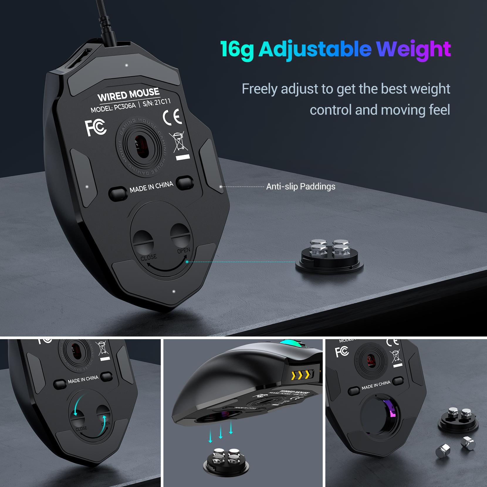 PICTEK Quang Cao Cấp Chuột Chơi Game Chuyên Nghiệp RGB Backlit 16000 DPI Thiết Kế Công Thái Học 20 Nút Có Thể Lập Trình Cho FPS LOL CS