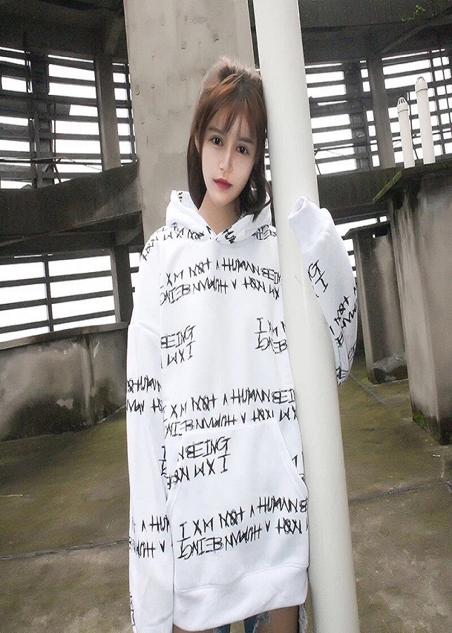 Áo hoodie in chữ nhiều freesize