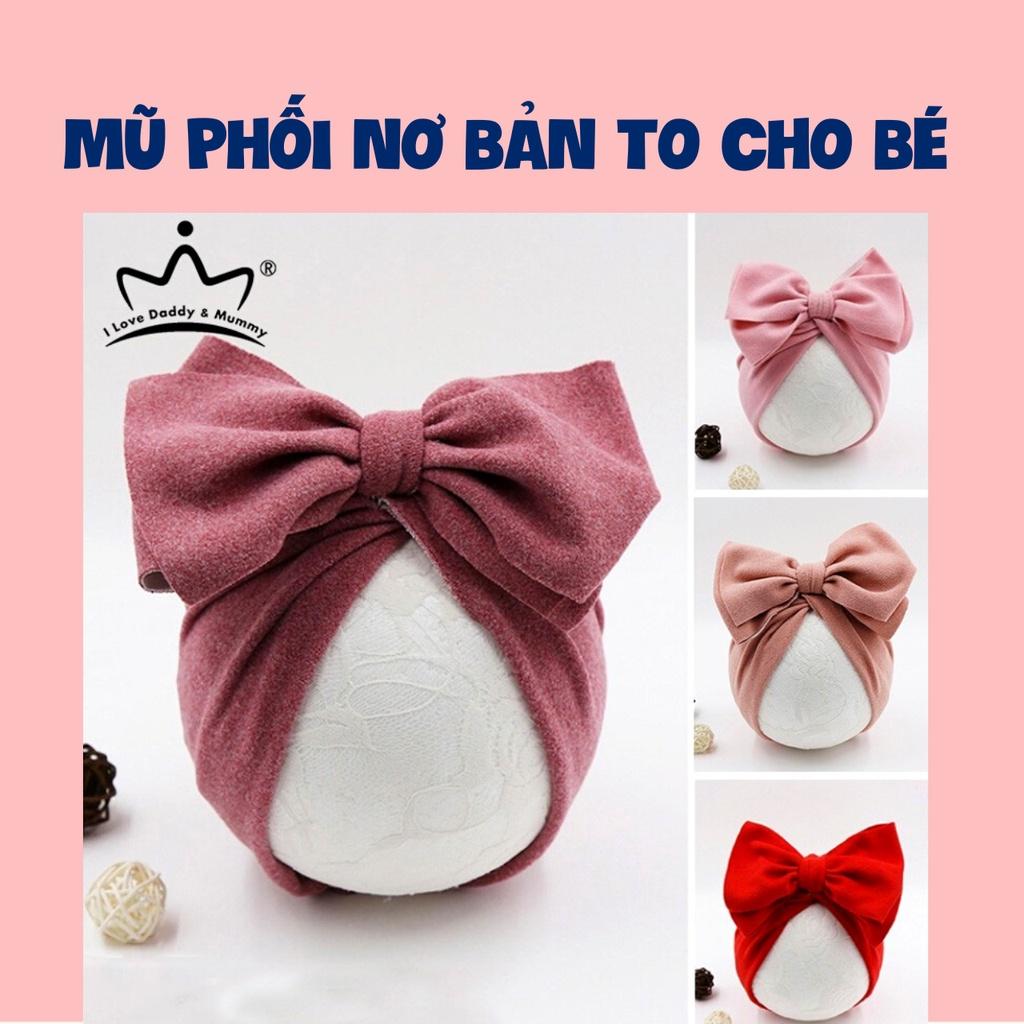 Mũ phối nơ bản to cho bé gái