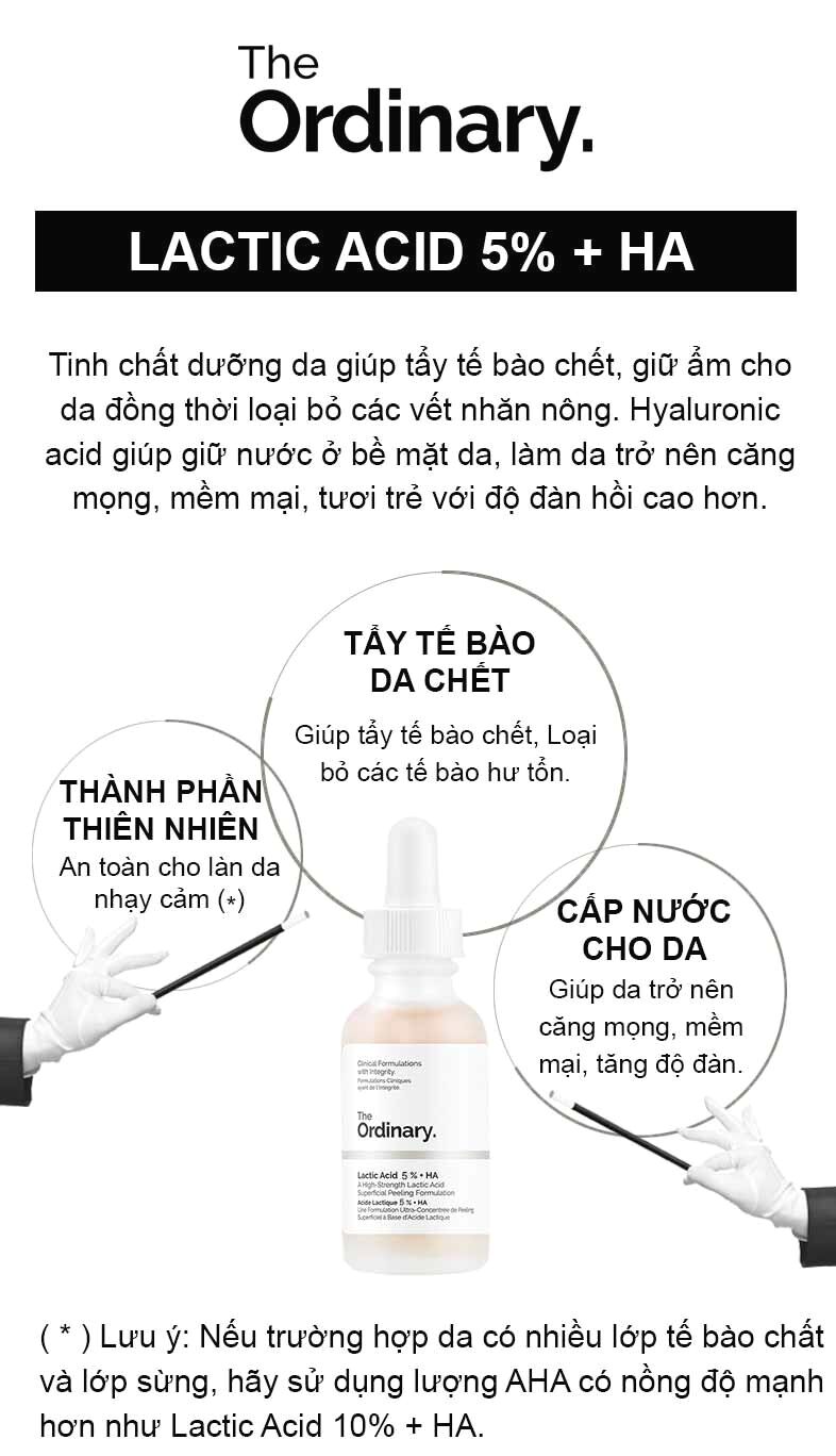 Serum Sáng Da Lactic Acid 10%+ HA - The Ordinary