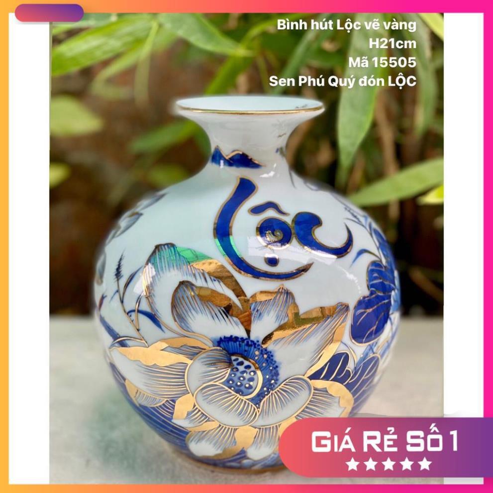 Lọ hoa hút tài lộc lọ hoa hút lộc sen phú quý đón lộc 21cm