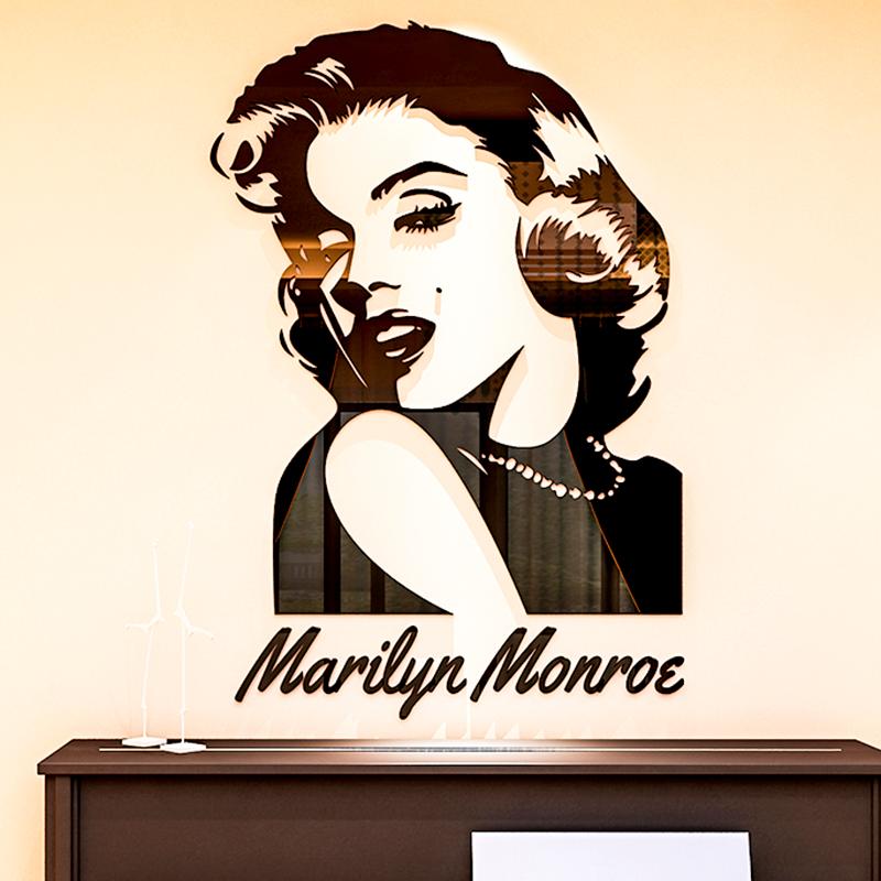 Tranh dán tường mica 3d decor khổ lớn ca sĩ Marilyn Monroe