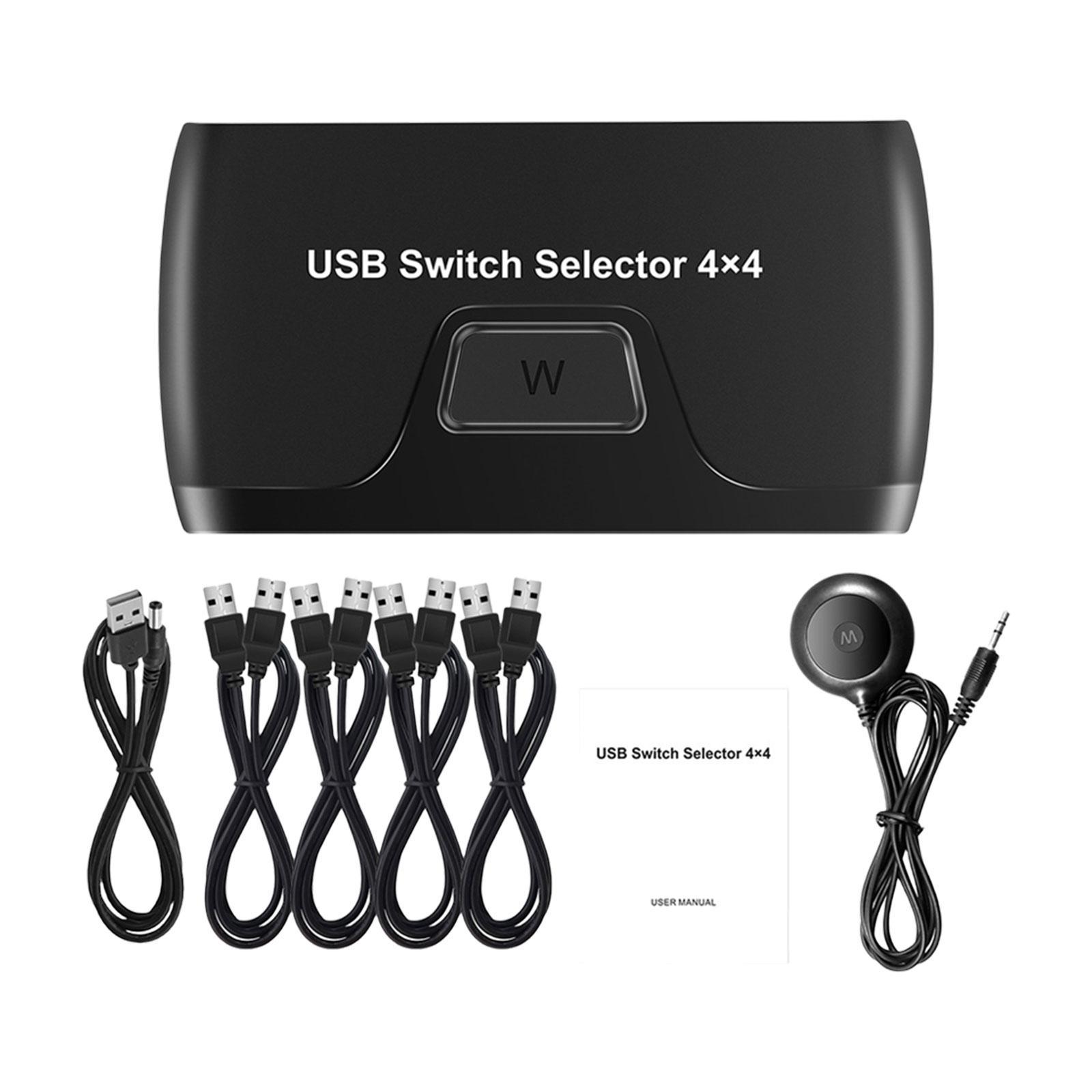 KVM Switch Box 4 Port for PC Sharing Portable Professional for Keyboard
