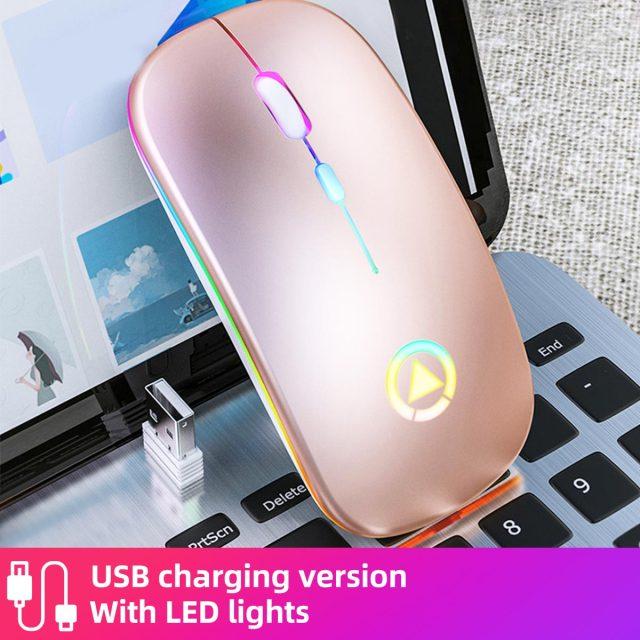 Chuột Không Dây Sạc Bluetooth 5.0 Chuột Máy Tính Tắt Tiếng USB Mause Có Đèn LED Backlit Văn Phòng Chuột Cho Máy Tính Laptop