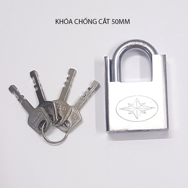 KHÓA CHỐNG CẮT BẰNG THÉP CỨNG 5CM KÈM 4 CHÌA KHÓA