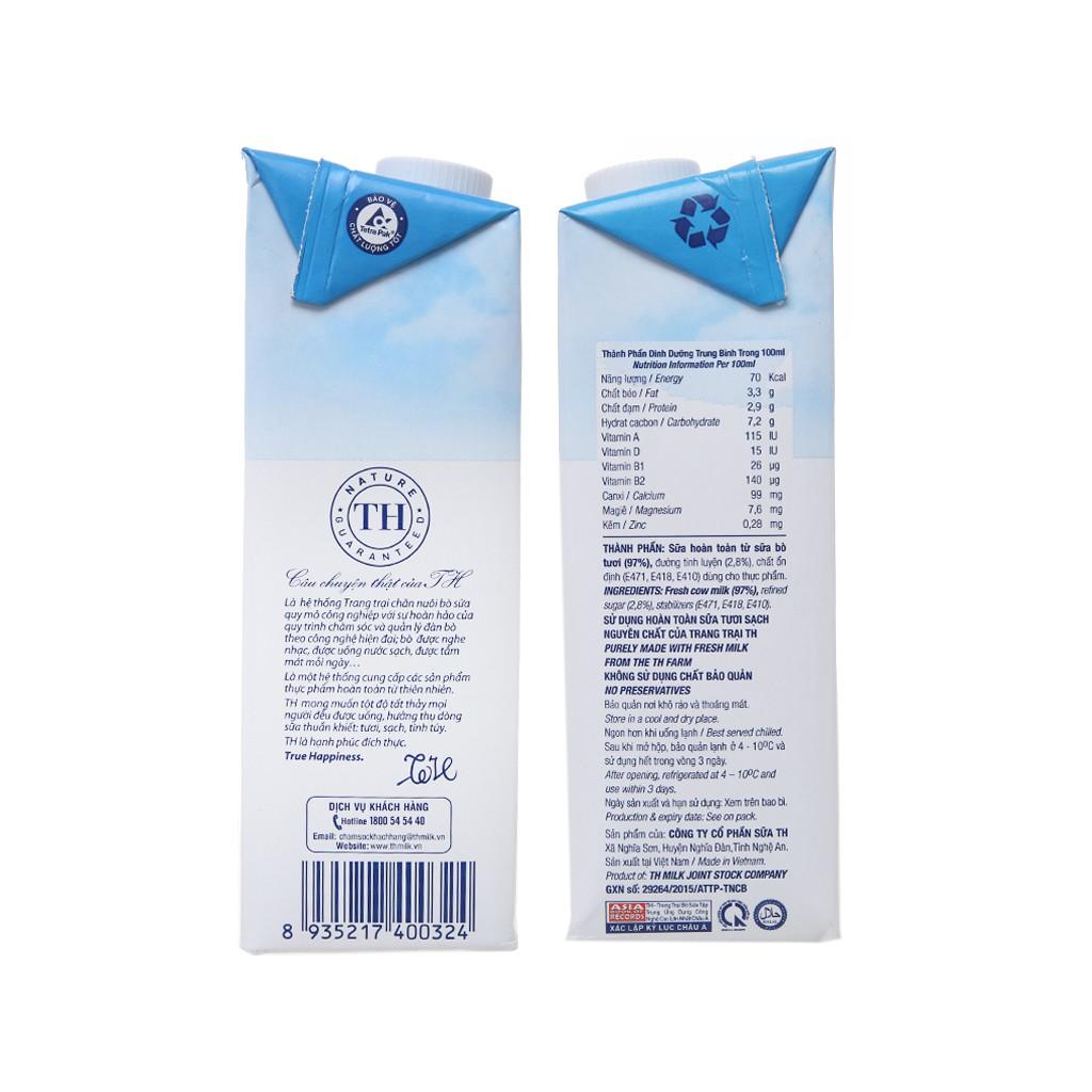 Thùng 12 hộp sữa tươi tiệt trùng Ít Đường TH True Milk 1L/ hộp