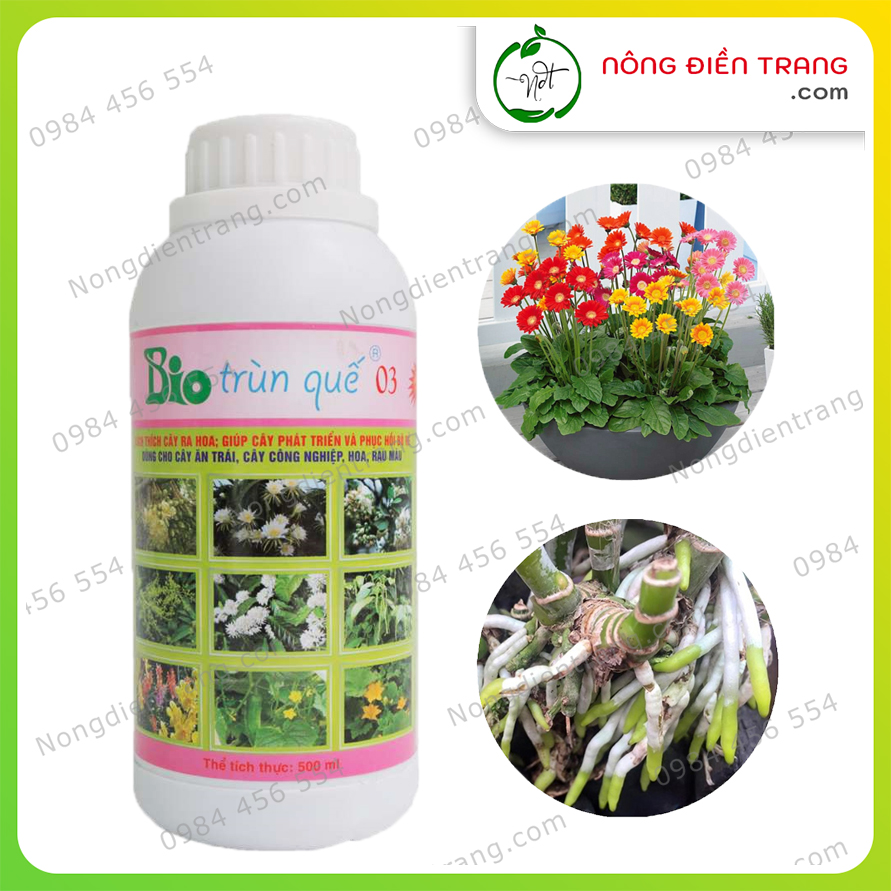 Bộ 02 Phân Bón Hữu Cơ BIO TRÙN QUẾ 03 - Dịch chiết thủy phân trùn quế BIO 03 - Chai 500ml - Kích thích ra hoa và tăng cường bộ rễ VTNN Nông Điền Trang