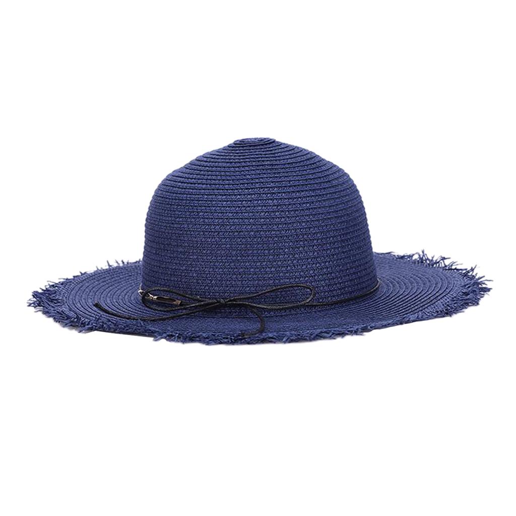 Women Straw Weave Floppy Hat Summer Sun Protection Wide Brim Beach Cap