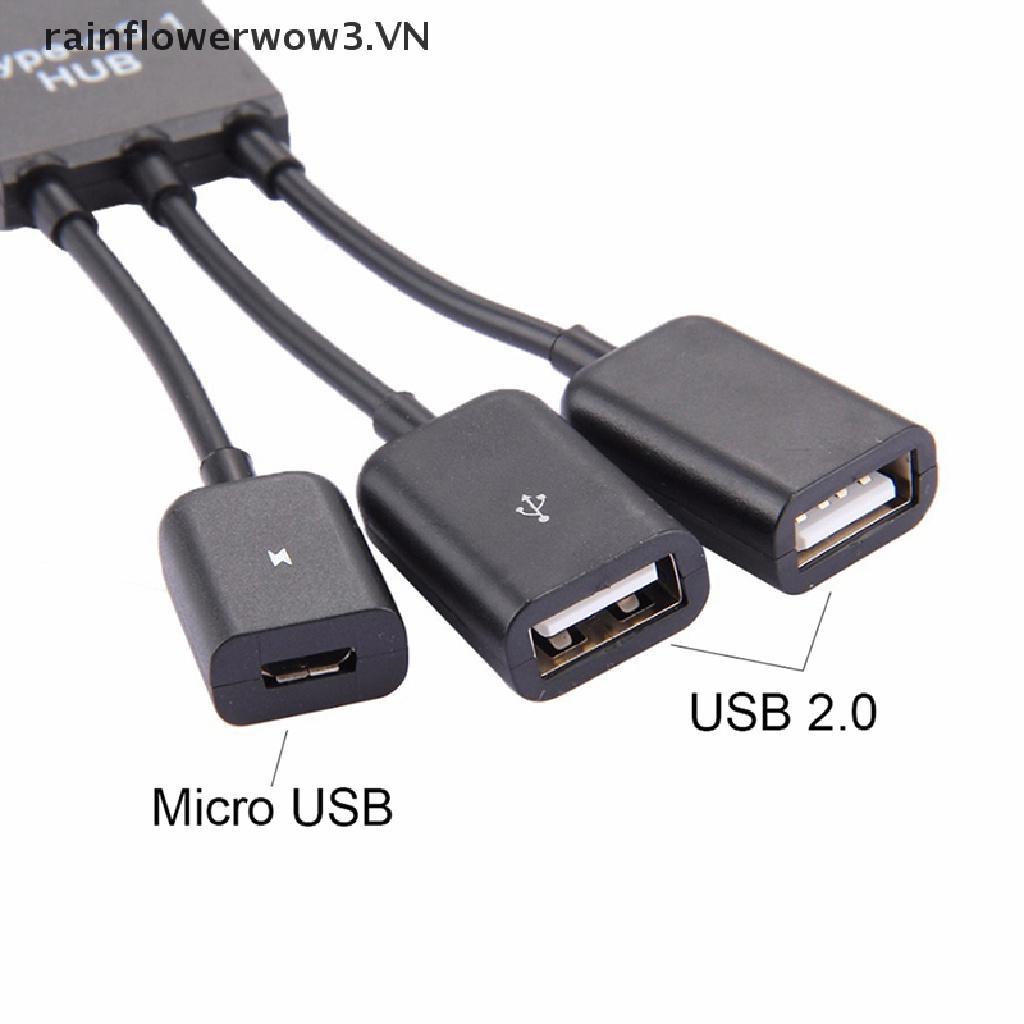 Cáp chuyển đổi hub OTG micro USB Type-c 3.1 sang USB 2.0 3 trong 1