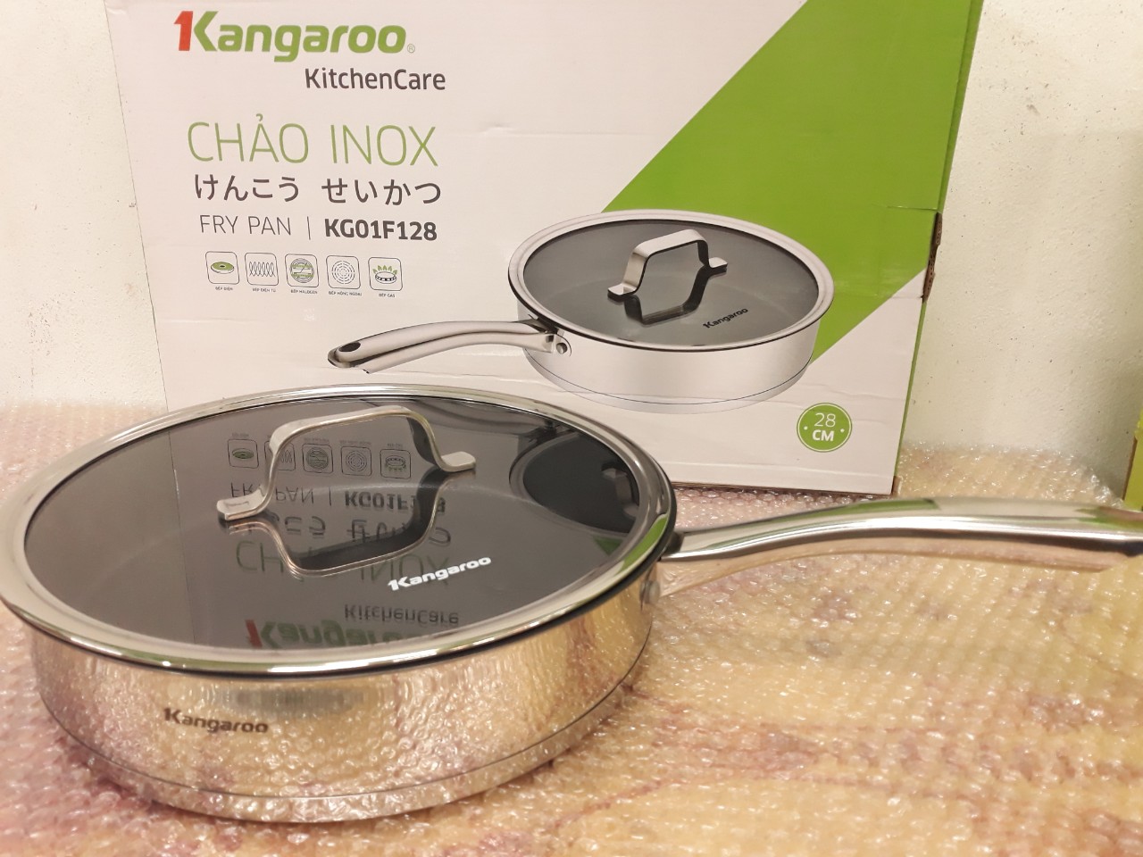Chảo inox chống dính size 28cm KG01F128 hàng chính hãng