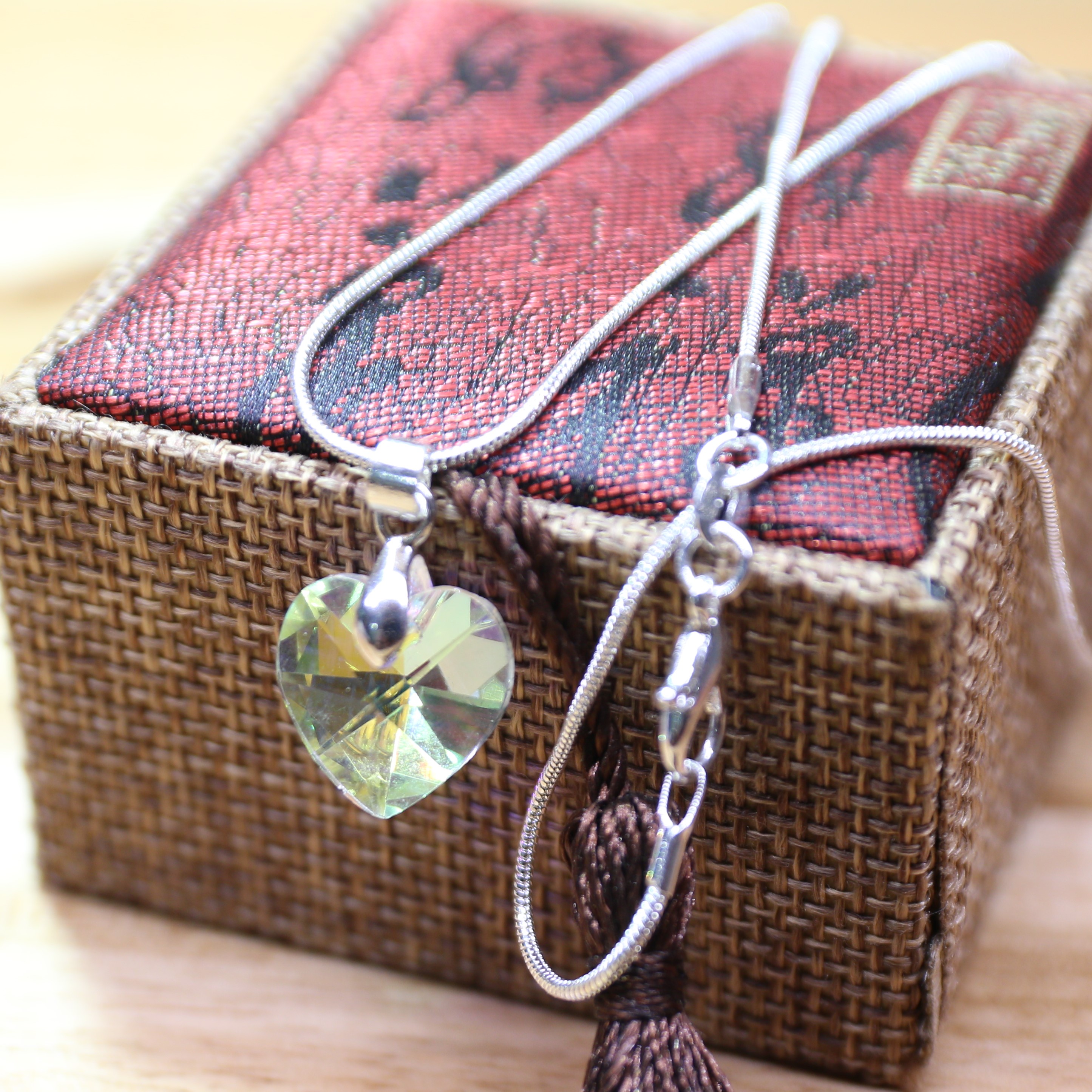 Dây chuyền bạc kết hợp  pha lê hình trái tim