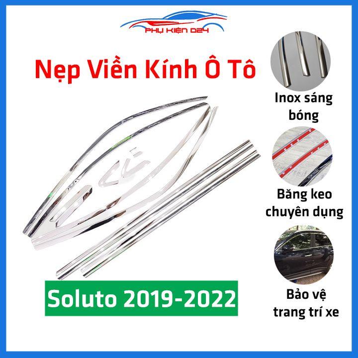 Bộ nẹp viền chân kính cong kính Kia Soluto 2019-2022 Inox sáng bóng chuẩn form xe