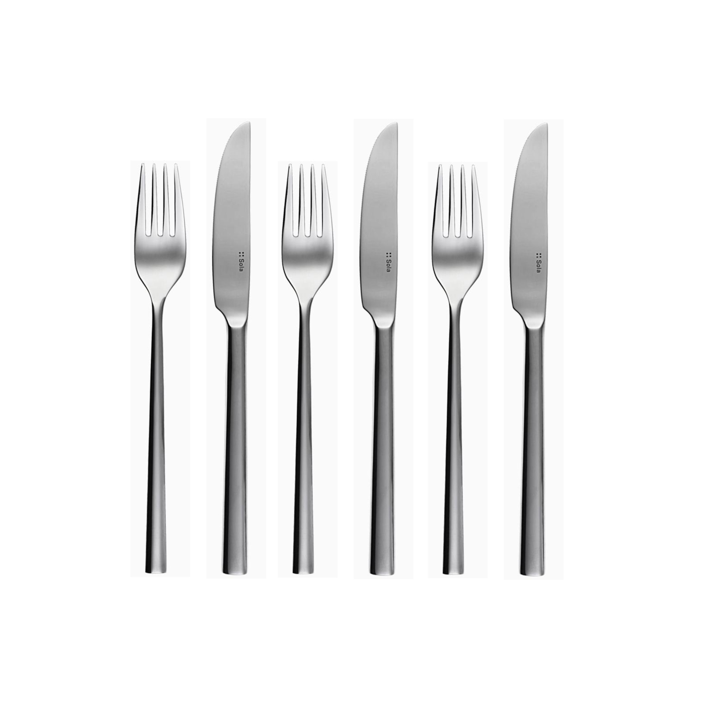 Bộ 6c Nĩa &amp; Dao ăn Inox 304 (Set of 6pcs Table Fork &amp; Knife SS18/10) 107001.002