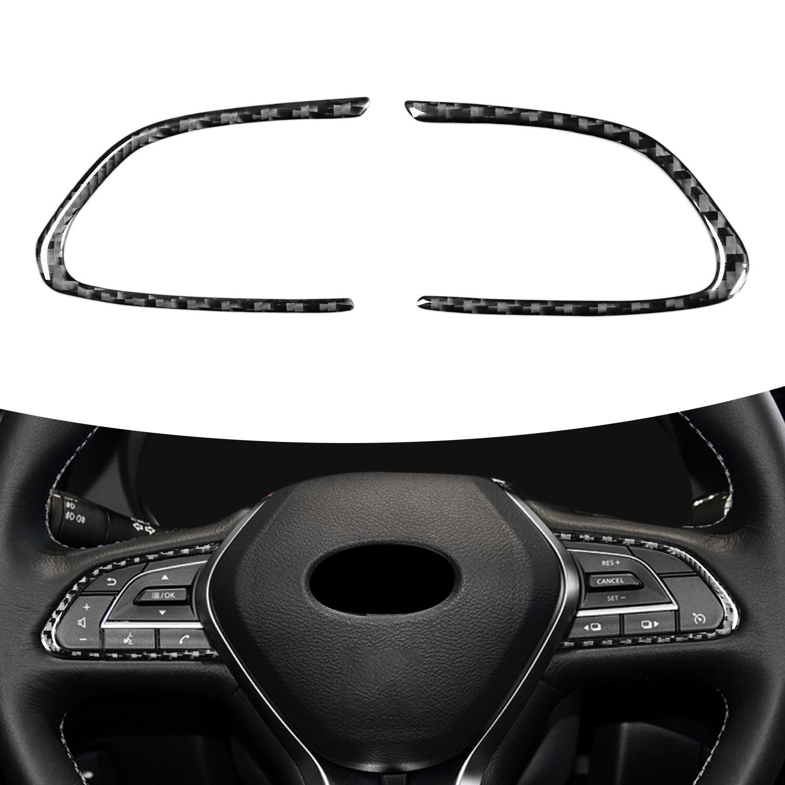 2x Carbon Fiber Steering Wheel Button Cover Trim Sticker for Q50 Black