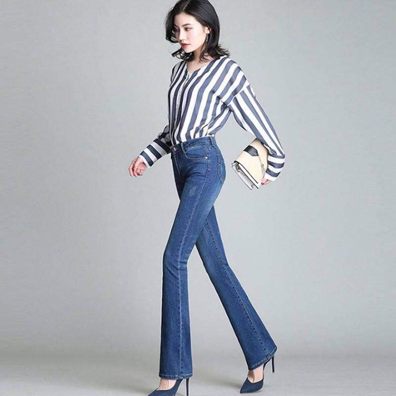 Quần Jeans Nữ Ống Loe Dài Thời Trang