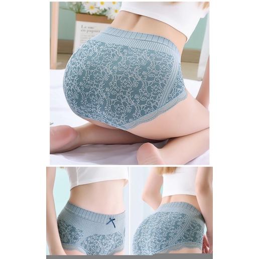 ️ Quần Lót Nữ Lưng Cao Viền Phối Ren Nơ Họa Tiết Hoa Văn Tinh Tế 285 ️