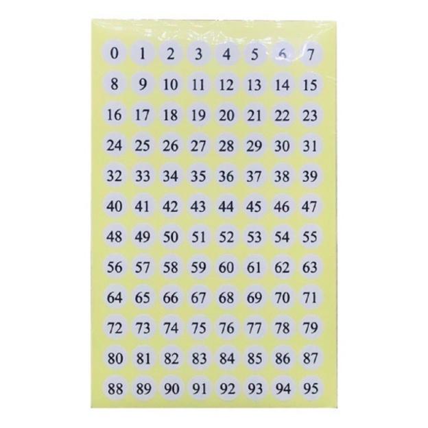 Giấy Decal Số Thứ Tự Từ 0 -> 95 - Xấp 10 Tờ
