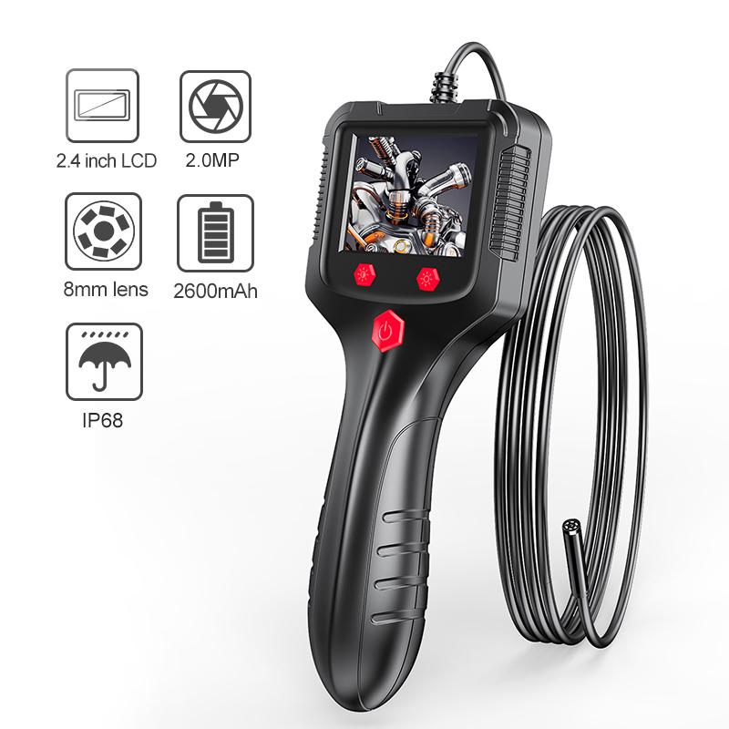 Camera nội soi công nghiệp màn hình IPS 2.4 inch 8mm HD1080P Borescope kỹ thuật số với ánh sáng có thể điều chỉnh để kiểm tra đường ống thoát nước