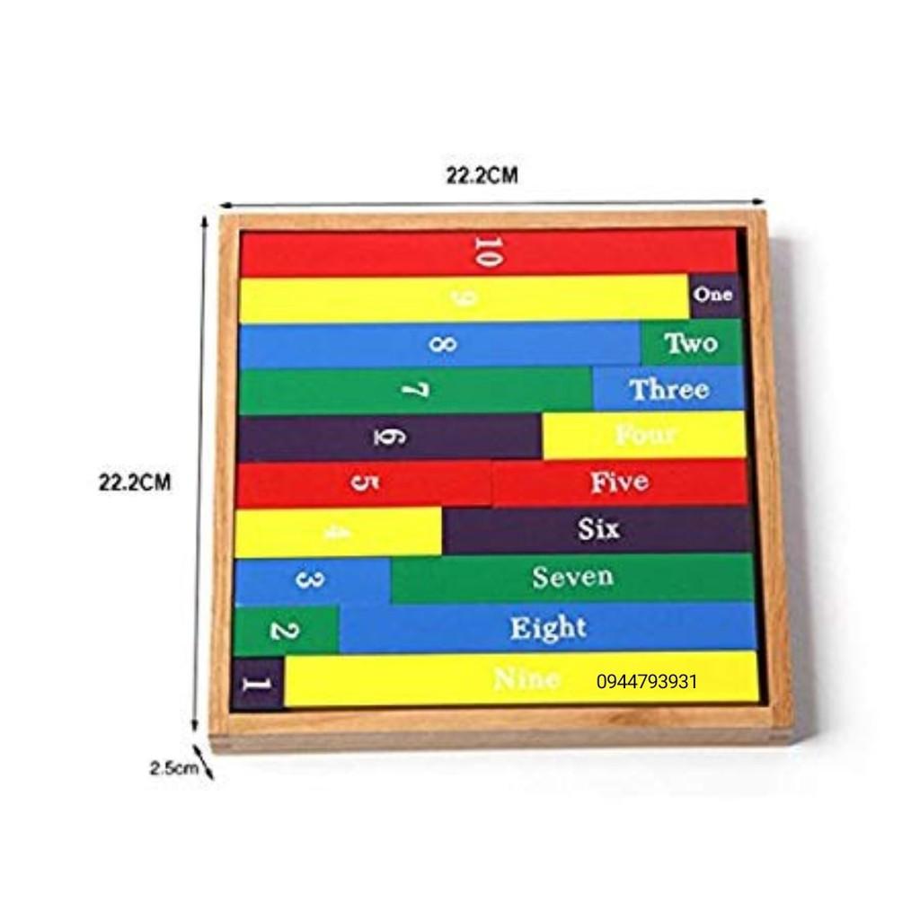 Giáo cụ Montesori _Thanh màu số học và công trừ phạm vi 10_Mini Small Numerical Rods