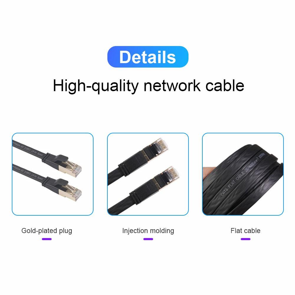 40Gbps 2000 MHz Cáp LAN phẳng Ethernet 20M 15M CAT 8 7 RJ45 CAT7 CAT8 Ethernet Cáp RJ 45 Dây mạng cho máy tính xách tay PS 4 Bộ định tuyến