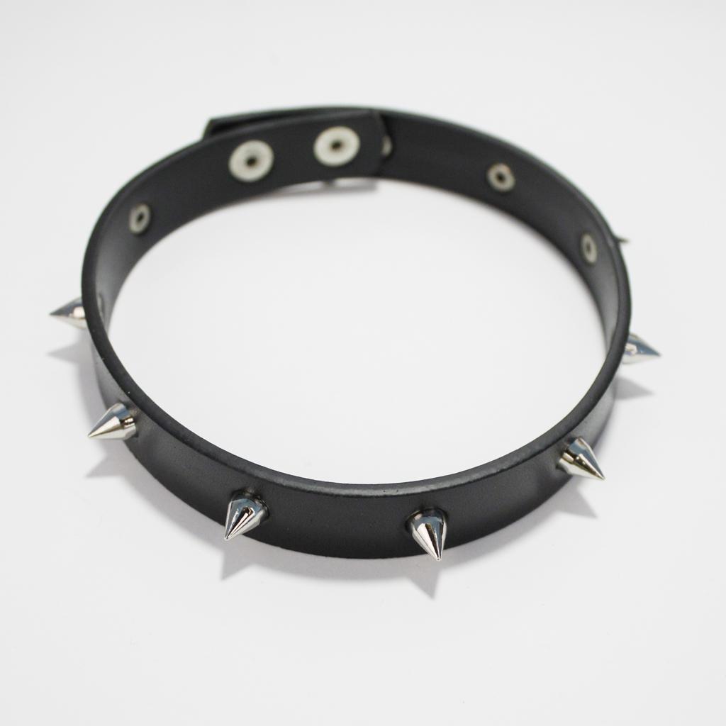 2 Pieces Punk Rock Gothic Leather Spike Rivet Stud Collar Choker Necklace