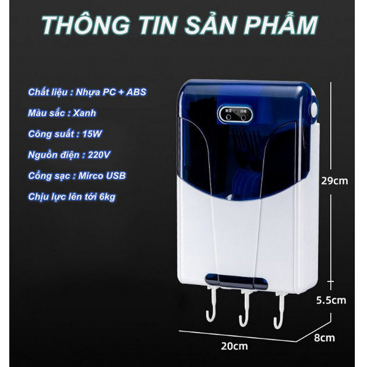 KỆ KHỬ TRÙNG &amp; SẤY KHÔ NHANH ĐŨA, THÌA