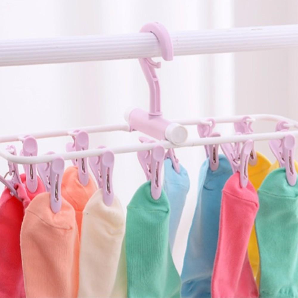 Móc Chùm Phơi Đồ 12 Kẹp, Móc Phơi Tất Phơi Quần Áo Lót Gấp Gọn Tiện Lợi, Tiết Kiệm Diện Tích