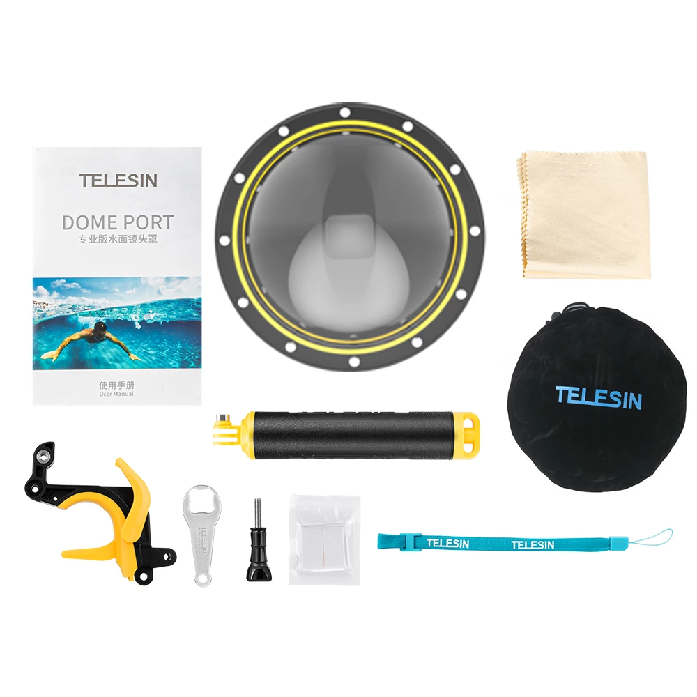 Telesin Dome Port Gopro 11-10-9 Tay cầm lặn biển sâu 30m