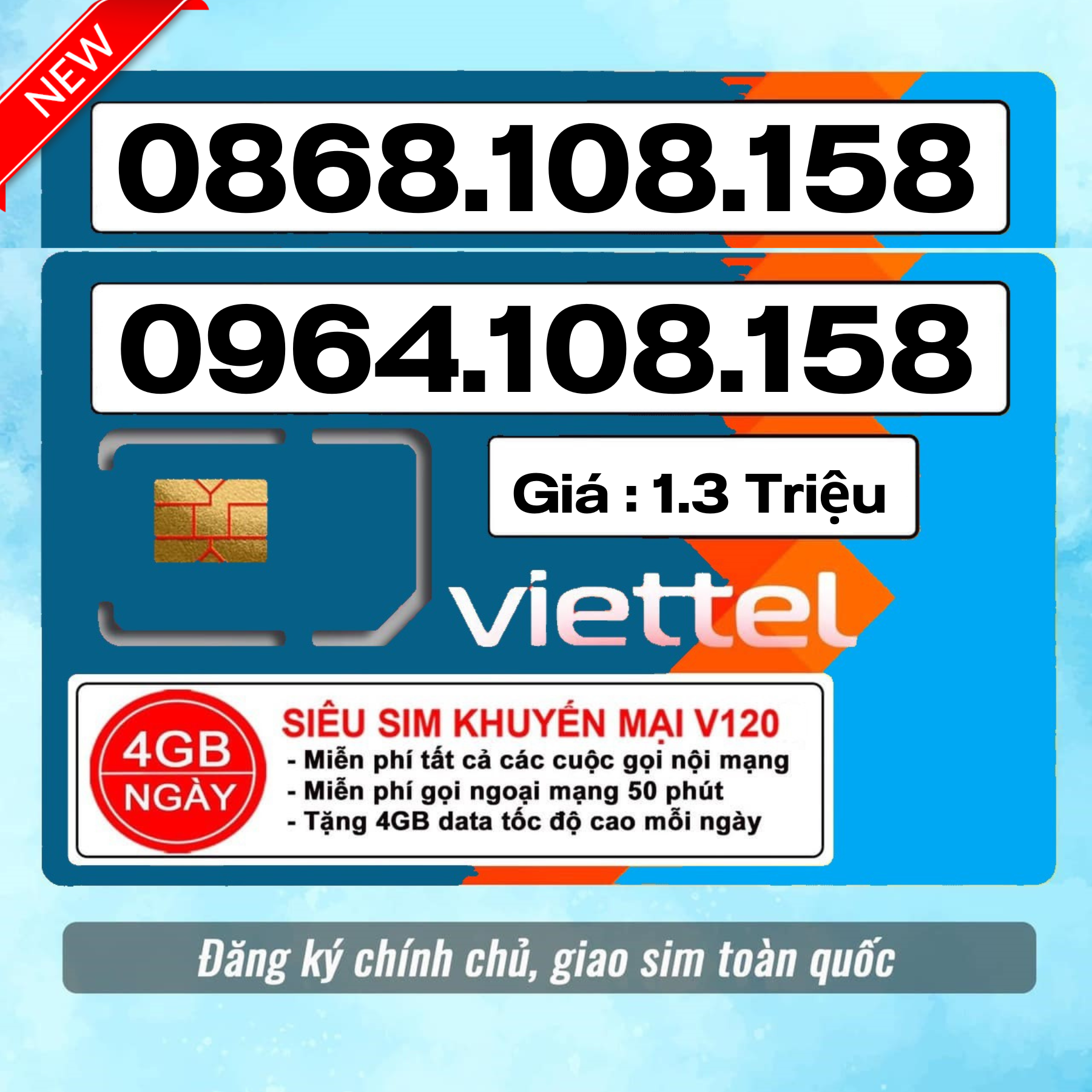 Sim số đẹp Viettel - hàng chính hãng - Đăng kí chính chủ - Sim đôi