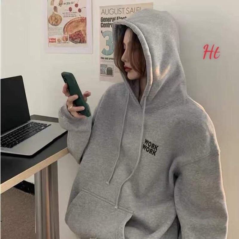 ÁO HOODIE NAM NỮ FORM RỘNG IN WORK CHẤT NGOẠI MỊN MỀM BAO ĐẸP CỦA KMG HÀNG MỚI TP0114