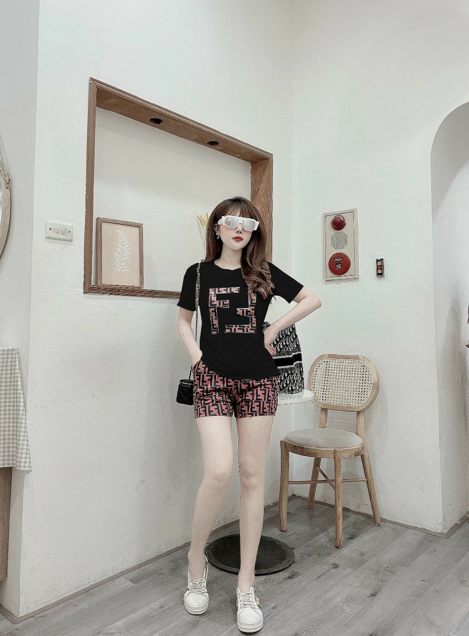 Đồ bộ thun đùi nữ form rộng chữ F