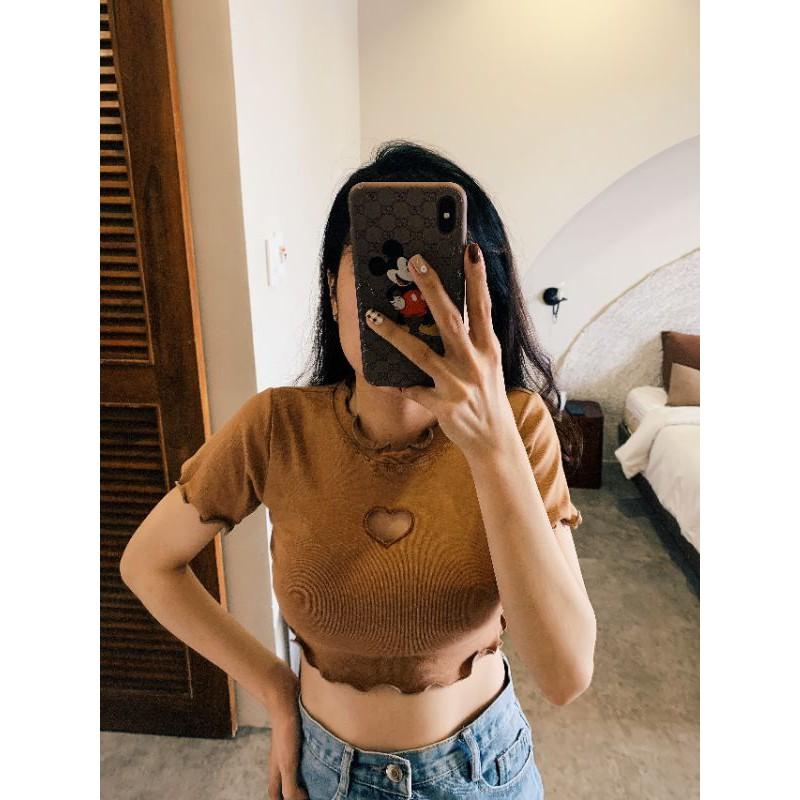 Áo thun ôm body croptop KHOÉT TIM