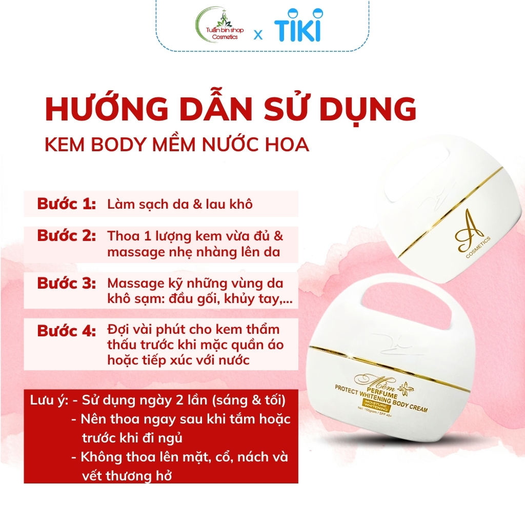 Kem rắng da body mềm Acosmetics - Dưỡng trắng nhanh chóng, mịn màng, hương nước hoa quyến rũ 150g