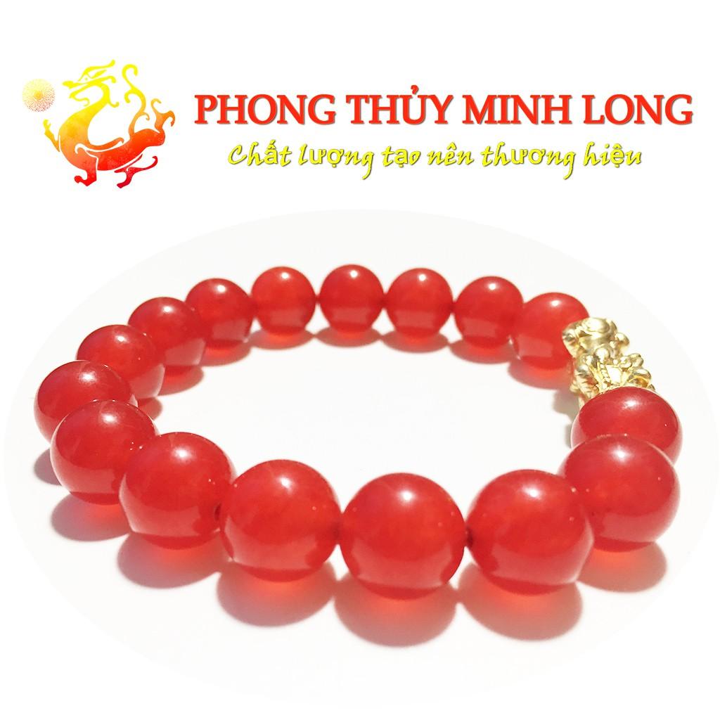 Vòng tay đá Mã Não Đỏ chất lượng 3A mix tỳ hưu Vàng