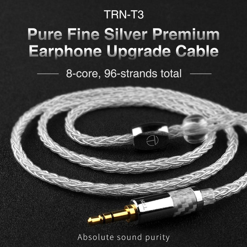 Cáp bạc nguyên chất 3,5 mm 0,78 mm nâng cấp 2Pin cho TRN V90 TFZ KZAS10 / ZS10 CCAC16 NICEHCK NX7 TRN T3