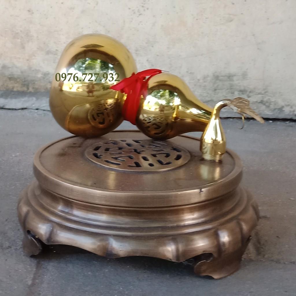 Hồ lô trơn vàng bóng bằng đồng cao 20,5cm, hồ lô phong thủy bằng đồng
