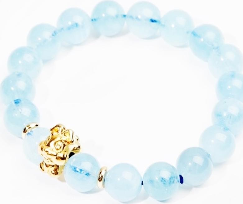 Gembank vòng tay mệnh thủy tuổi mão đá aquamarine tự nhiên 10mm