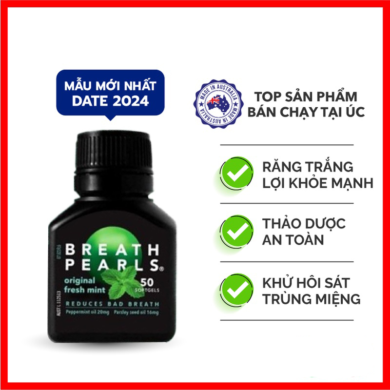 Thơm miệng Breath Pearls ÚC (50v)