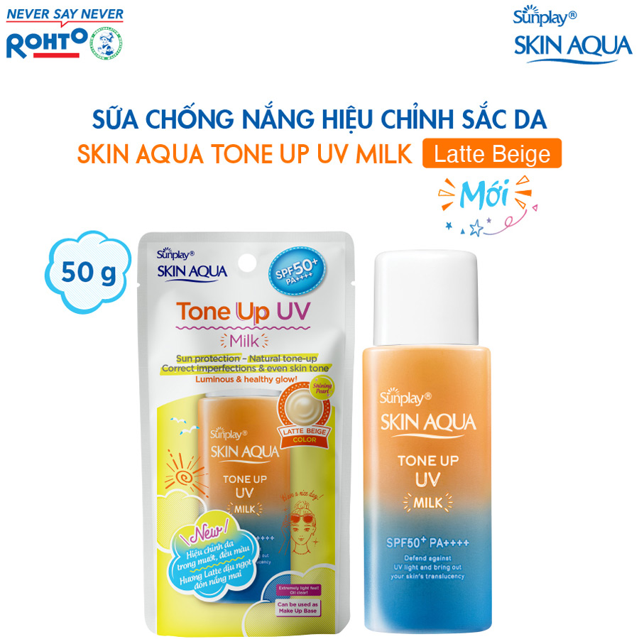 Sữa chống nắng nâng tông dành cho da dầu/ hỗn hợp Sunplay Skin Aqua Tone Up UV Milk (Latte Beige) (hiệu chỉnh da trong mướt, đều màu) (50g)