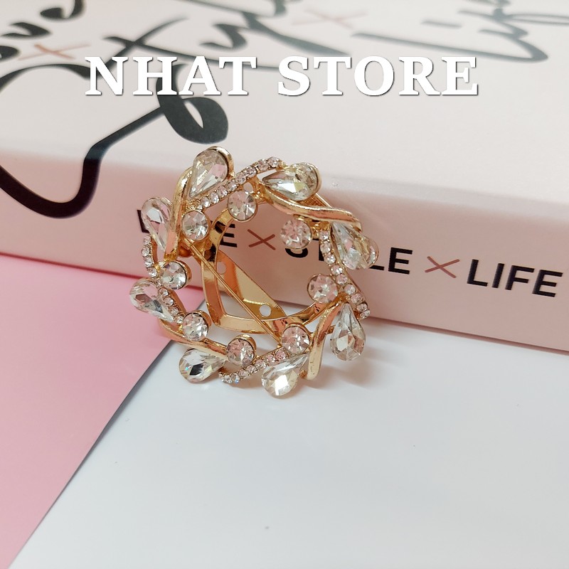 Ghim cài áo cao cấp, trâm cài áo vest nam nữ đính đá sang trọng, tinh tế, Kẹp vạt áo/váy (cỡ 4.5x4.5cm)